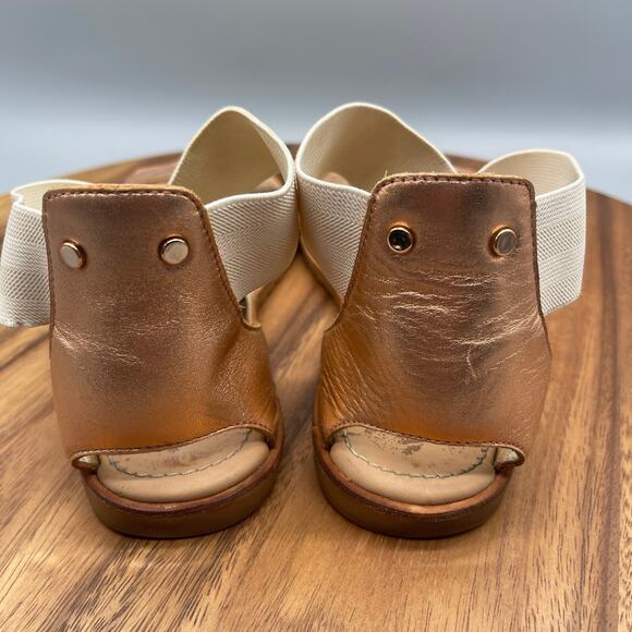 Sorel Ella Sandals Size 9 Rose Gold Metallic Leather Cross Strap Gladiator - Picture 4 of 8